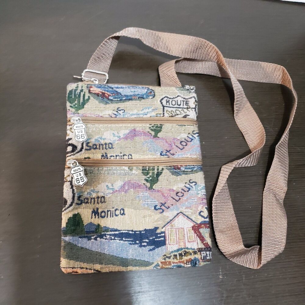 New Route 66 Canvas/Fabric Zip Crossbody Bag